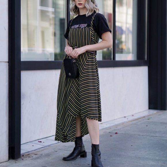 Nina Ricci Silk Striped Asymmetric Midi sleeveless Dress Size 36 US 4-6 - Picture 1 of 12